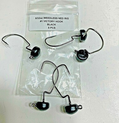 NED Rig Jig Heads 12-Pack - Weedless EWG Hook, Choose Weight &amp; Color (1/16oz To 5/32oz) Fishing Jig Heads