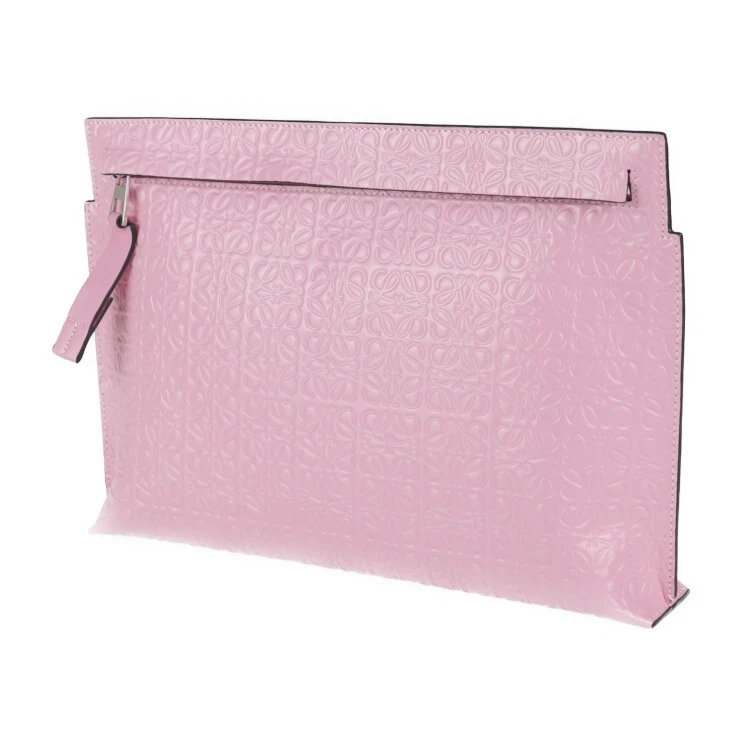 LOEWE Clutch bag T pouch repeat anagram leather pink | eBay