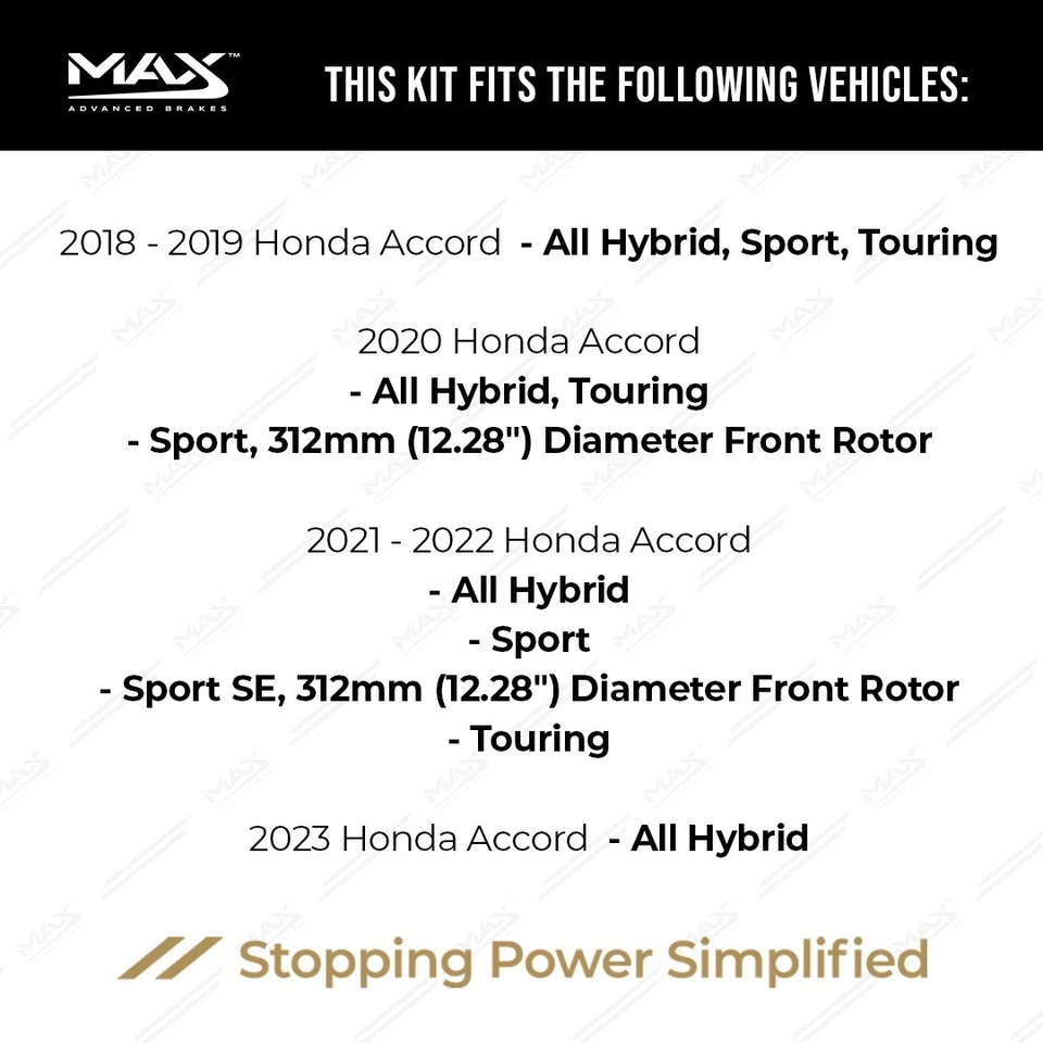 Front & Rear Drilled Brake Rotors + Pads for 2018 2019 2020-2023 Honda Accord Foto 2 de 4