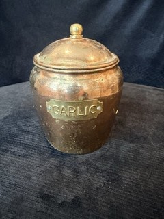 Vintage Copper Garlic Keeper with Lid