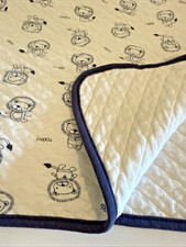 Vintage Gymboree Baby Blanket Lion Quilted Navy Blue White Roar Roar 2014 DAMAGE