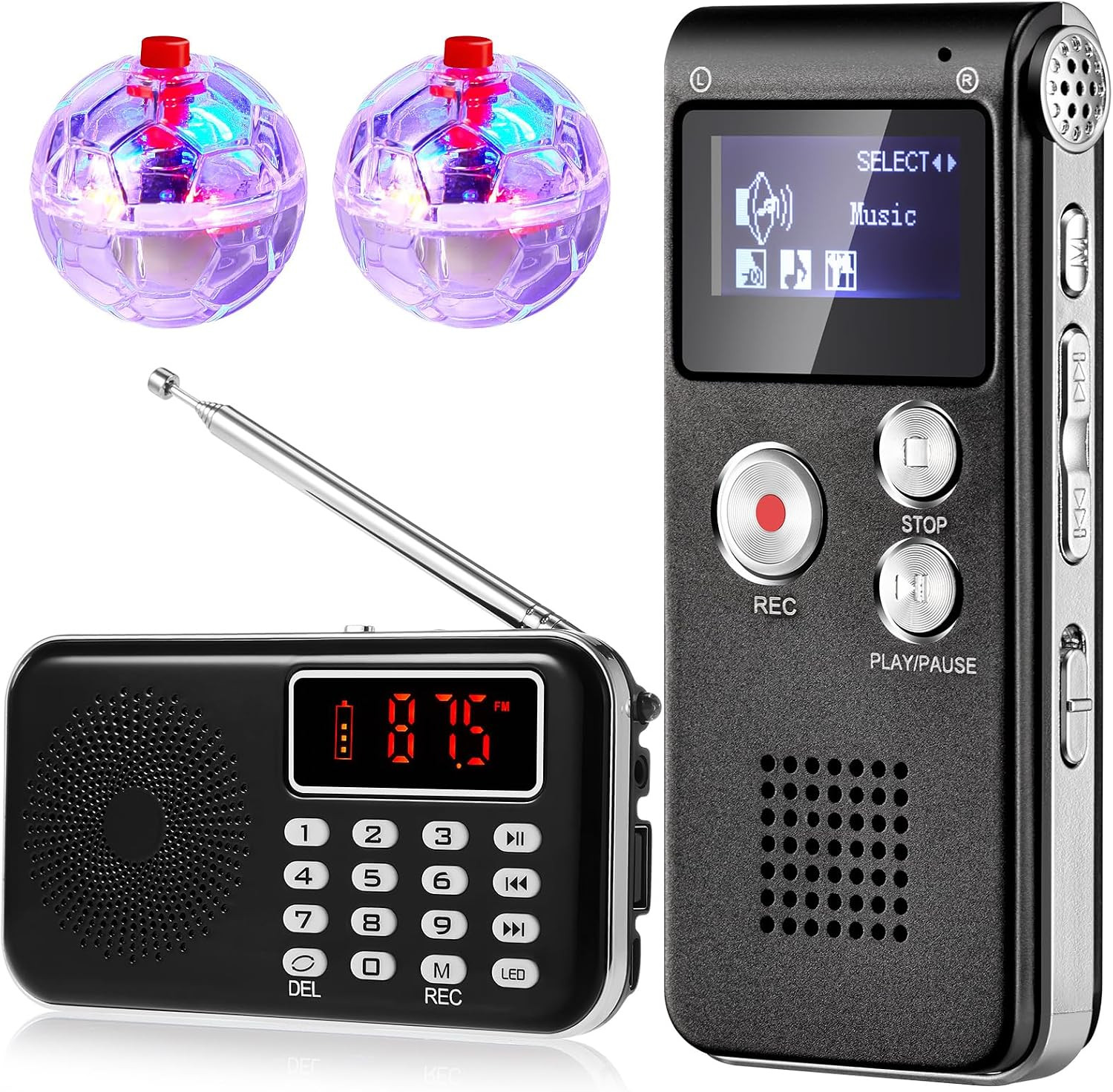 4 Pcs Ghost Hunting Kit 8GB EVP Recorder FM Radio 2 LED Cat Ball