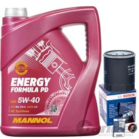 Bosch ÖLfilter 0986452041+MANNOL 5W40 FüR Fiat Doblo 500 Punto Panda Stilo Qubo