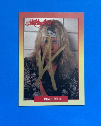 VINCE NEIL SIGNED AUTOGRAMM FOTO SAMMELKARTE MOTLEY CRUE GIRLS GIRLS