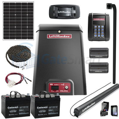 LiftMaster CSL24UL Solar Slide Gate Operator Kit, Remotes, Keypad, MyQ Gateway..