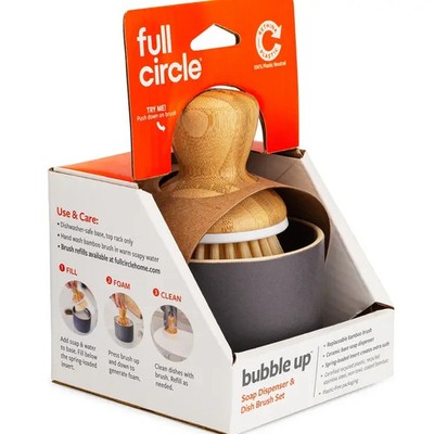 Full Circle Home Bubble Up Dish Brush Set, Gray