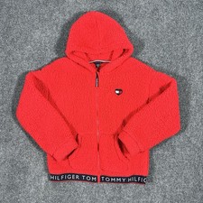 Tommy Hilfiger Girls' Fluffy Sherpa Hooded Jacket, Size L 12-14