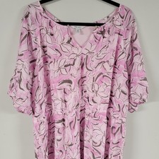 Nine West Women's Plus Size 3X Pink Floral Print Midi Dress Knee Length NWT