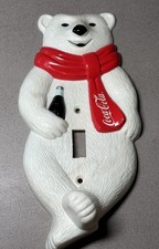 1994 Coca Cola Polar Bear Shaped Light Switch Plate Holiday Decor Vintage