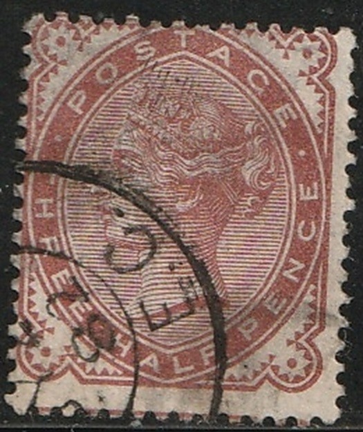 #80 Great Britain Queen Victoria Three Half Pence Used; CV $50 - Bargain