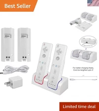 Wireless Wii U Remote Charger with Extended Cord and Rechargeable Batteries