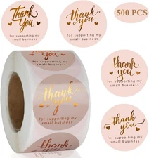 1.5'' Thank You for Supporting My Small Business Stickers 500 PCS small, Pink 