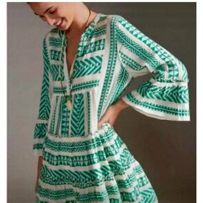 DEVOTION TWINS Ella Cotton Blend Tiered Mini Dress Medium