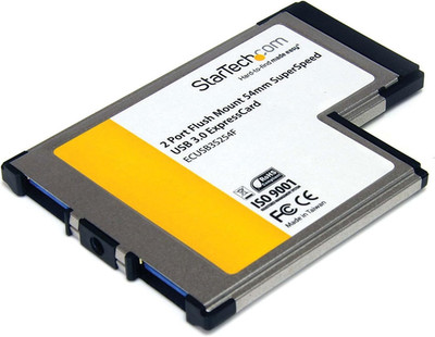 2 Port Flush Mount Expresscard 54Mm Superspeed (5Gbps) USB 3.0 Card Adapter with