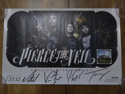 PIERCE THE VEIL Collide W The Sky RARE Autographed Poster HardcoreSigned