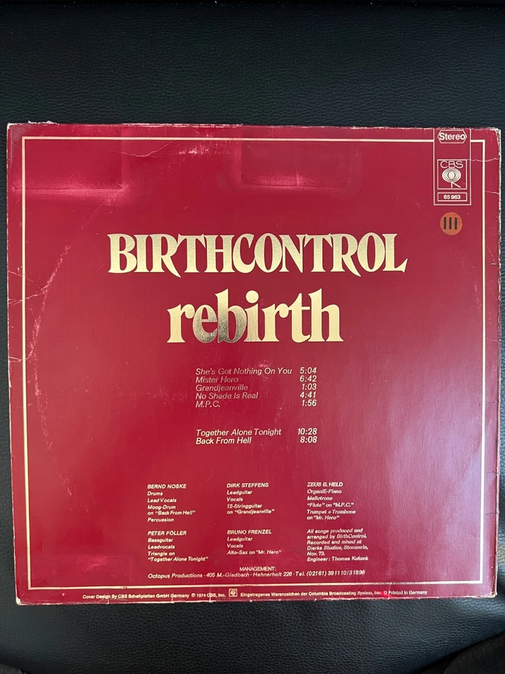 BIRTH CONTROL / Rebirth -LP-Vinyl:EX /Cover: VG / 1st. D.Press 1974-CBS ORANGE - Bild 3 von 4