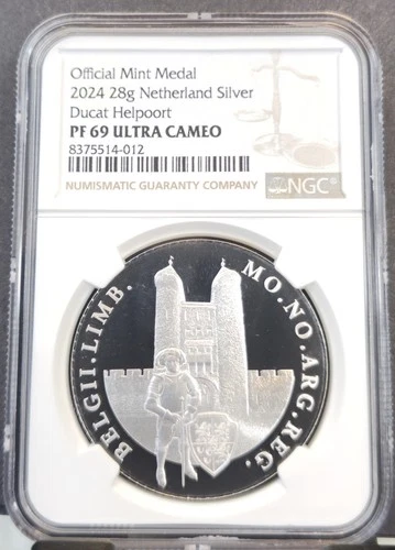 2024 NETHERLANDS SILVER 1 DUCAT HELPOORT NGC PF 69 ULTRA CAMEO RARE TOP POP