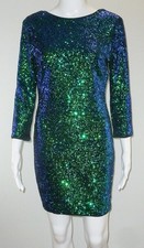 New Fashion Nova Green Sequin Short Cocktail Dress 3/4 Sleeve Small NWT Party