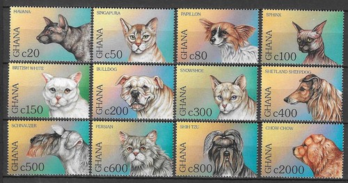 Ghana 1997 Fauna Domestic Animals Pet Dogs Cats compl set, 2 MS + 2 SS MNH - Picture 2 of 2