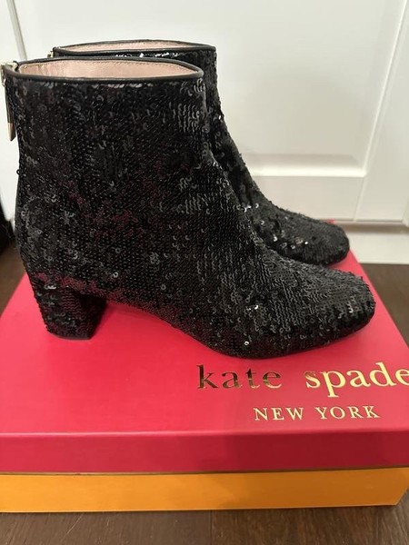 Women Kate Spade Booties Black Textile 37
