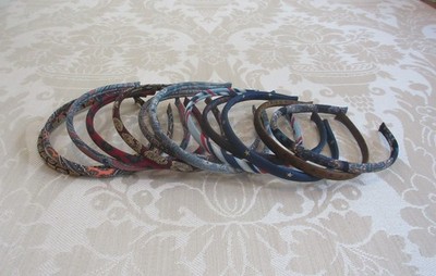 Handmade Preppy Narrow Vintage Silk Tie Headband Multicolor Rainbow Lot 12pc