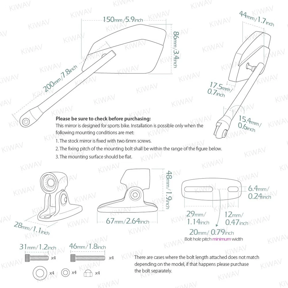 Espejos retrovisores carenado CleaverII negros + base negra alfombrilla aluminio se adapta a BMW S 1000 RR Foto 2 de 4