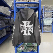 West Coast Choppers Full Zip Hoodie Jesse James Large Grey 2000s