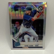 Jake Cave 2019 Donruss Optic Baseball Rated Rookie Silver Prizm Card #57. rookie card picture