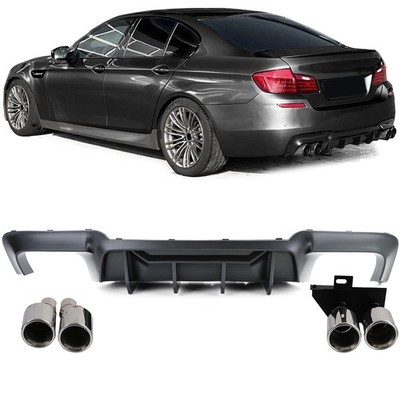 Umbau Heckdiffusor + Endrohre Chrom für 5er BMW F10 F11 520 523 525 528 530