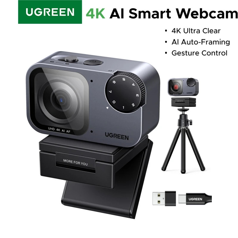 UGREEN Pro AI Webcam 4K 2K Auto Framing Noise Cancelling Mic Streaming Camera UK