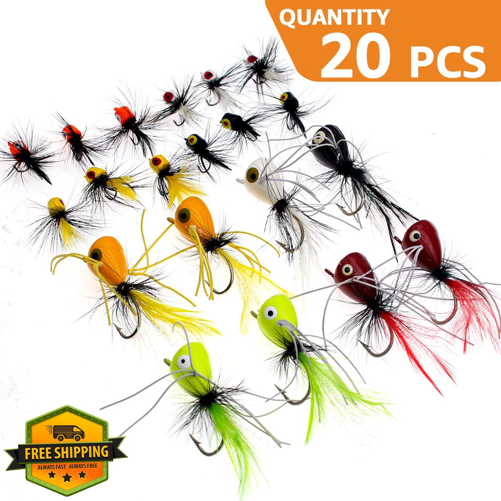 Ghanneey Fly Fishing Poppers Lures Topwater Bass Trout Panfish Kit - Image 3