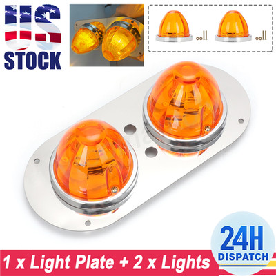 For Peterbilt 359/379/389 W900L Center Dome Light Plate & Watermelon Amber Light