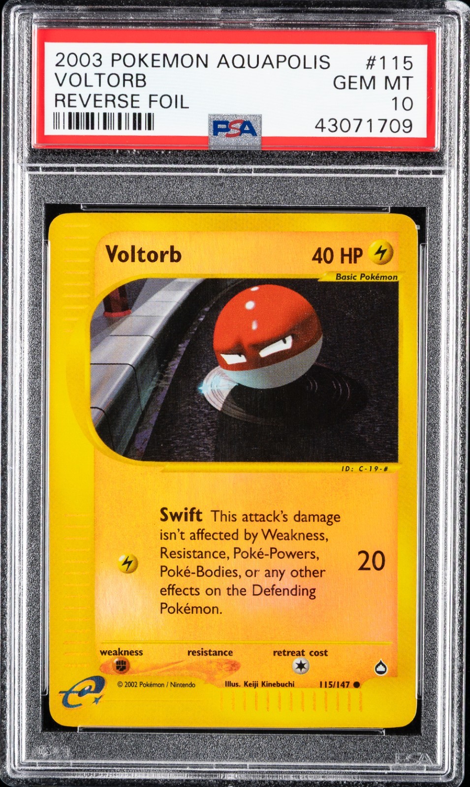Pokemon Aquapolis psa 10 reverse-holo #115 voltorb pop 10