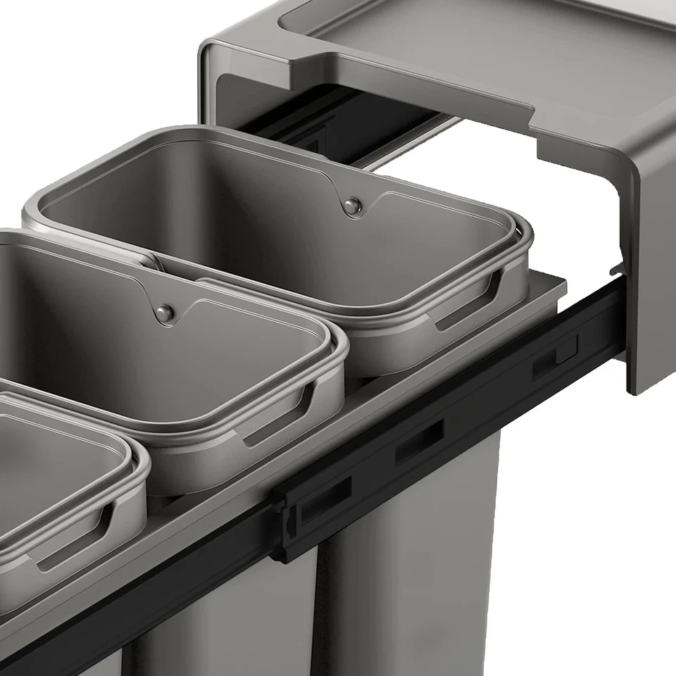 Einbaumülleimer 30L (3x10L) 3 Fächer mit Deckel Mülltrennsystem Mülleimer - Bild 3 von 4