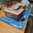 vintage 1960s Marx SEARS Allstate Service Gas Station Tin Litho 26" x 15” x 6”