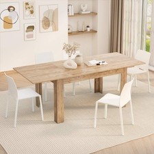 Image of Extendable Dining Table oak 220cm Wood 6–8 Seater Modern Space Saver