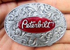 Vtg PETERBILT MOTORS Belt Buckle 1992 Trucks RIG Paccar SEMI 18 Wheeler RARE VG