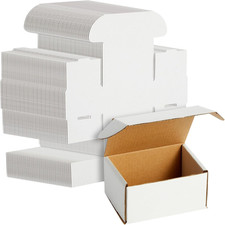 Mailing Box - 50 Pack, White, 4 X 3 X 2 Inch Corrugated Cardboard - Foldable Bus