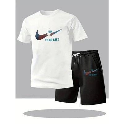 Men s Summer Sports Set Short Sleeve T-Shirt & Shorts 2-Piece Outfit