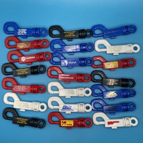 Vintage Plastic Clip Advertising Key Chain Attachment Lot of 21