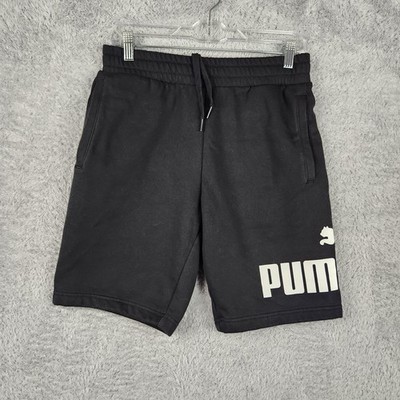 Puma Sweat Shorts Mens Small Black Fleece Logo Athletic Gym Training Pockets