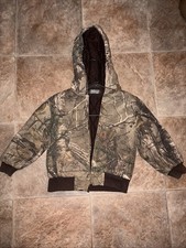 Carhartt Mossy Oak Hooded Camo Jacket Quilt Lined Canvas Youth Kids Size 4T