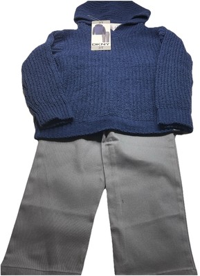 DKNY Boys Navy & Gray 2 Piece Sweater & Pant Set 3T NWT