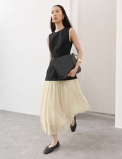 M&S - Vestido sin mangas Midaxi de mezcla de lana negro autógrafo para mujer