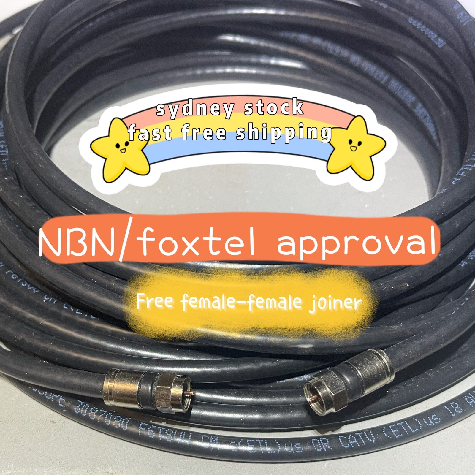 Black RG6 Coax Cable 0.5m 55m Digital TV Antenna Foxtel NBN Optus eBay