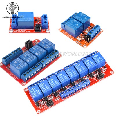 1/2/4/8 Channel Relay Board Relay Module w/Optocoupler High Low 5V 9V 12V 24V US