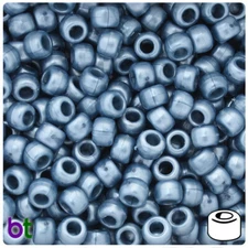 BeadTin Dark Steel Blue Pearl 9mm Barrel Pony Beads (500pcs)
