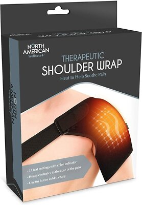 Therapeutic Heated Shoulder Wrap Brace Adjustable Support Heat Helps Soothe Pain