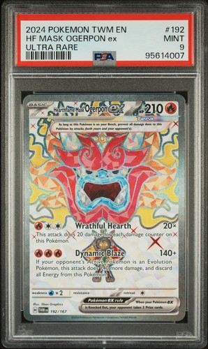2024 POKEMON TWILIGHT MASQUERADE TWM EN #192 HEARTHFLAME MASK OGERPON ex PSA 9