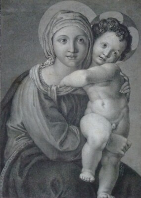 Domenico Cunego: Madonna mit Kind (Kupferstich, 18. Jh., in d. Art v. Correggio)